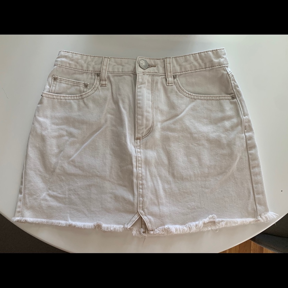 BDG Cream Colored Mini Jean Skirt